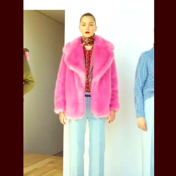 J.Crew Collection faux fur coat in hibiscus size XS XXS - Picture 4 of 16